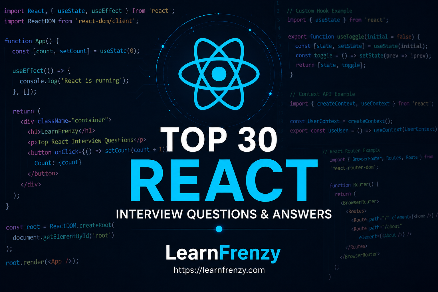 Top 30 React Interview Questions and Answers for Freshers & Experienced