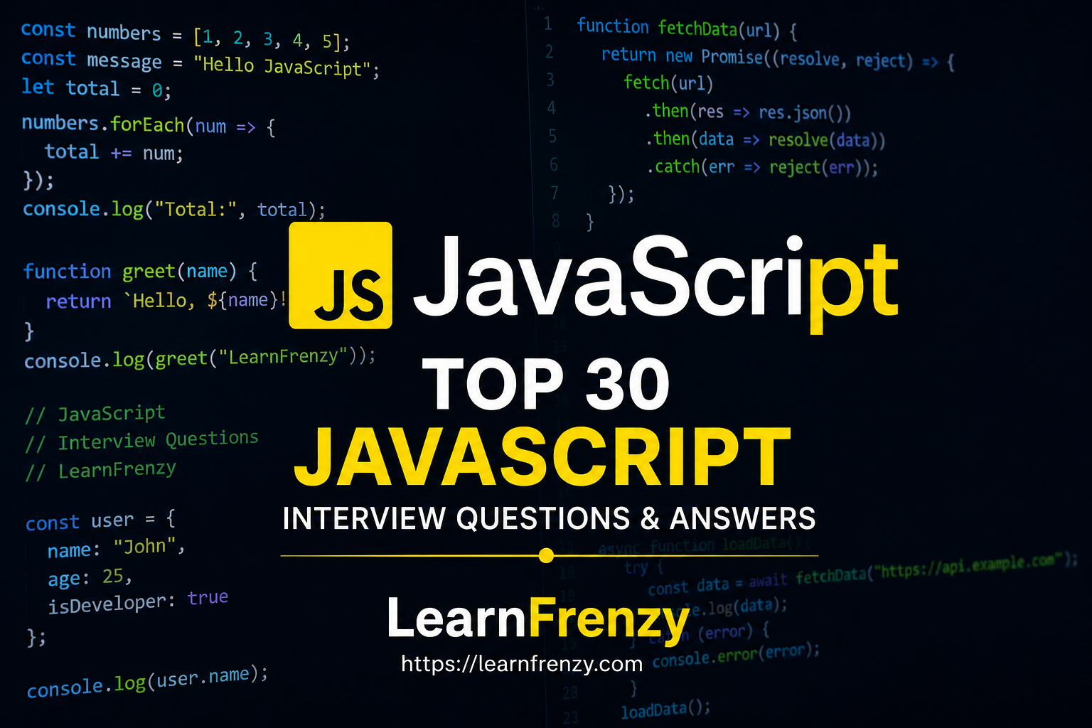 Top 30 JavaScript Interview Questions & Answers for Freshers and Experienced